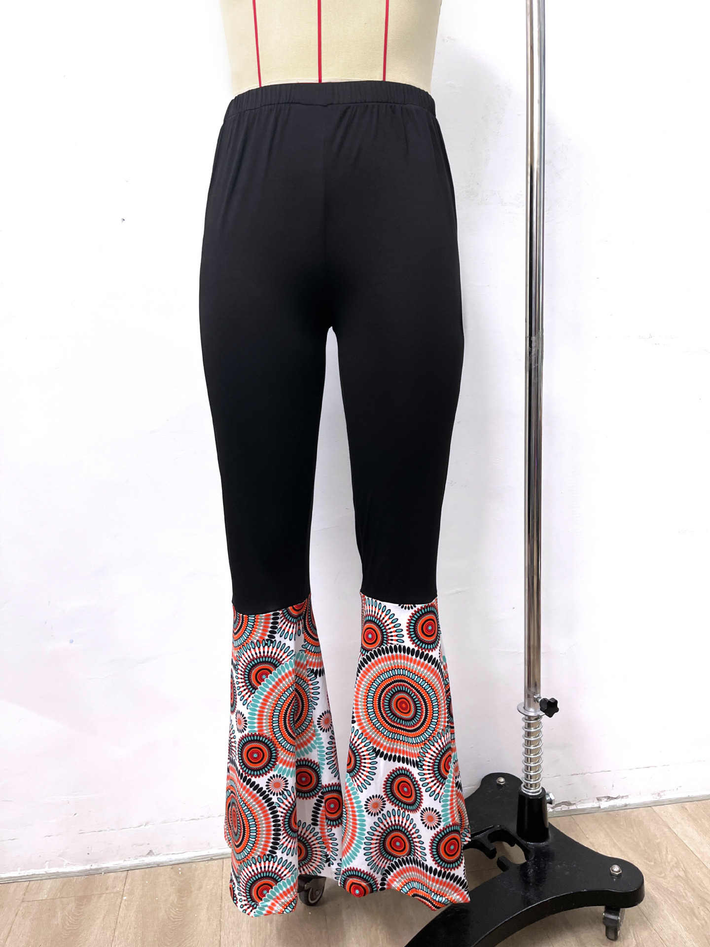 Couple 70s 80s Disco Hippie Costume Set Retro Circular Print Flared Pants Outfit
